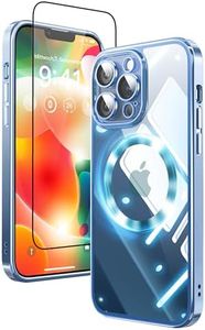 Mephoro 2 in 1 for iPhone 11 Pro Case Crystal Clear, Not Yellowing, Compatible with Magsafe, with 1X Screen Protector + Camera Lens Protector, Shockproof Protective iPhone 11pro Case, Blue