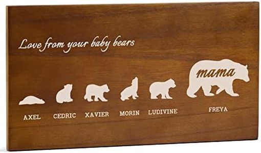 Regalo Madre Original Madera Maciza - Placa de Mamá Osa Personalizada, Nombres de Madera Personalizados, Decoracion hogar, Regalo para Mama Personalizado-28 * 15-5