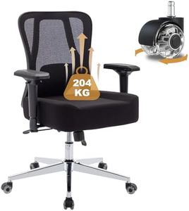 Ergonomic Office Chair for Heavy People 204KG,Big and Tall Computer Desk Chair with 4D Armrest,Heavy Duty Mesh Office Chair with Adjustable Lumbar Support Tilt Lock with Upgraded Caster Wheels,Black