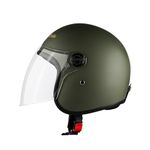 Steelbird SBH-56 Retro ISI Certified Open Face Helmet for Men and Women (Medium 580 MM, Matt Battle Green)