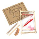 Kitchnexus Wooden Weaving Loom Kit 40 x 26 cm Multi-Craft Lap Frame Hand-Knitted Woven Set DIY for Kids Adults Beginners Children