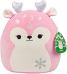 Squishmallows Original 10-Inch Falala The Pink Christmas Fawn with Snowflake - Official Jazwares Holiday Plush - Collectible Soft Squishy Deer Stuffed Animal Toy - Gift for Kids, Girls, Boys - 10"