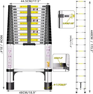Telescopic Ladder 4.4M – Stainless Steel Extension Ladder