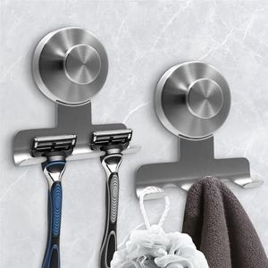 WingWider Suction Cup Razor Holder for Shower,Heavy-Duty 7KG Suction Hooks for Razor,Towel,Loofah,Removable Damage-Free Metal Shower Hook,Shaver Holder,2 Pack(Brushed Silver)