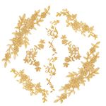 NBEADS 8 Pcs Embroidery Lace Flower Patches, Iron on Patches Sew on Patches Golden Floral Lace Appliques for Wedding Dress Decoration Repair Clothing Backpacks Jeans Caps