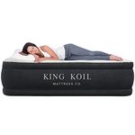 King Koil Luxury Air Mattress Queen with Built-in Pump for Home, Camping & Guests - 20” Queen Size Inflatable Airbed Luxury Double High Adjustable Blow Up Mattress, Durable - Portable and Waterproof