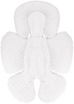 KAKIBLIN Infant Car Seat Insert, Baby Carseat Head & Body Support for Newborn, 2-in-1 Reversible Baby Car Seat Cushion, Soft Stroller Cushion Insert for Car Seats, Bouncer, Strollers, Swing (White)