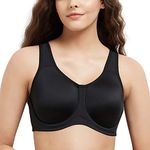 Wacoal Women’s Simone Sport |Non-Padded|Wired |Full Cup|High Intensity | Full Coverage|Sports Bra - Black(34F)