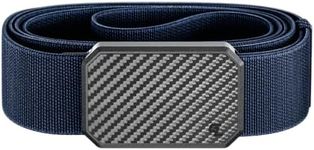 Groove Life Groove Belt OG Carbon Fiber/Abyss Navy - Stretchable Nylon Men's Belt with Magnetic Buckle – Adjustable, Comfortable, Work, and Everyday Wear – Size Medium (33-36")
