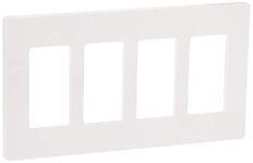 Lutron Claro 4 Gang Decorator/Rocker Wallplate, for Light Dimmers, Switches and Accessories, Snap-On Installation, No Visible Screws, Gloss, CW-4-WH, White