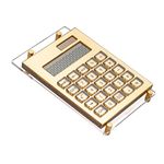 Calculator Gold Mirror, Solar Power Acrylic Slim Calculator with Large LCD Display and Stand, 12 Digits Handheld Desktop Calculator for Office, School, Financial Accounting Business