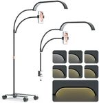 Lmaqfum Lash Light for Eyelash Extensions, 2 in 1 Half Moon Lamp with Phone Holder & 50cm Swing Arm, 7 Colours & Stepless Dimming, Esthetician Light with Wheel Stand for Eyelash Extension