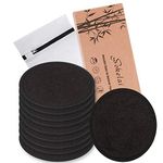 Reusable Makeup Remover Pads Black Washable - 10 Pack Organic Cotton Rounds for Face Eye with Laundry Bag, Facial Cleansing Cloth Towel, Make-Up Removal Wipes for All Skin Types