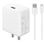 Upto 65W Charger for Tecno Spark 8T / 8 T Charger Original Adapter Like Quick Dash Warp Dart Flash Super Vooc Fast Charger with 1 Meter Micro USB Data Cable (4A/6.5A, DS7, White)