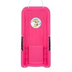 CAMULAND Winter Durable Plastic Snow Sled in Boat Shape Snow Sledge for Child and Adult Outdoor Pulling Snow Board Snow Seats Integrated Brake Handle 80x40x13.5CM Pink