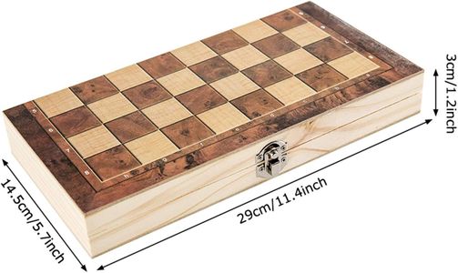 Jsdoin 3-in-1 Wooden Chess Set – Chess, Checkers, Backgammon