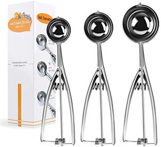 Ice Cream Scoop,Cookie Scoop Set of 3, Stainless Steel Ice Cream Scoop Large-Medium-Small Size,Good Grips Squeeze Melon Disher