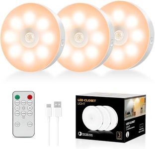 ALLTHWO Motion Sensor Cabinet Lights,Rechargeable Puck Lights with Remote,Dimmable 3 Color Temperatures Closet Lights,Stick on Lights for Under Cabinet/Counter Lighting Wireless for Kitchen,Hallway