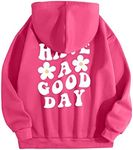 Cioatin Women’s Y2K Slogan Letter Graphic Oversized Aesthetic Hoodie Drop Shoulder Fleece Hooded Sweatshirt Pullover, Hot Pink, Small