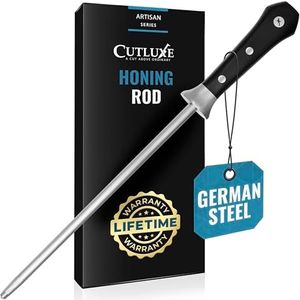 Cutluxe Honing Rod, Sharpening Steel for Kitchen Knives – 10" Honing Steel – Ergonomic Handle Design – Artisan Series