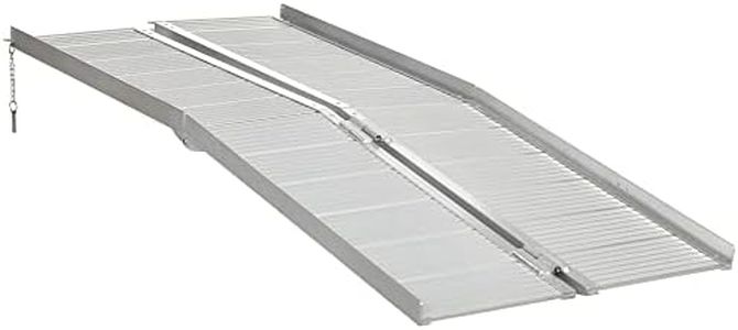 HOMCOM 6ft Textured Aluminum Folding Wheelchair Ramp, Portable Threshold Ramp, for Scooter Steps Home Stairs Doorways