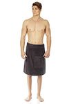 Arus Men's Robe GOTS Certified Organic Turkish Cotton Bathrobe Adjustable Closure Shower and Bath Wrap, Charcoal, L-X-L