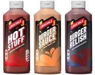 Table Sauce Bundle with Crucials Hot Stuff Sauce 500ml, Burger Sauce 500ml and Burger Relish 500ml (Pack of 3 Bundle)