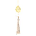 Runyangshi Healing Crystal Car Rear View Mirrors Hanging Ornaments Hand Woven Interior 12 Constellations—Leo Citrine Natural Crystal Raw Stone Protection Reiki Home Decor Gift