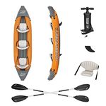 Bestway Hydroforce Lite Rapid Kayak, 3 Person Inflatable Kayak Set, Sit On Kayak with Seats, Backrest, 2 Paddles and Hand Pump, Orange, One Size, 65132