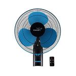 V-Guard Esfera PLUS RW 16 Wall Fan for Home with Remote Control | 3 Speed Controls, Inbuilt Timer | Powerful 100% Copper Motor | Corrossion-Resistant Metal Grill | Sweep 40 cm (Blue Black)