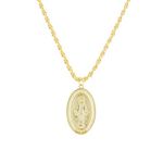 18K Gold Virgin Mary Necklace - Medallion Necklace - Miraculous Medal Coin Necklace for Women Religious Necklace, Metal