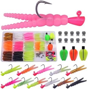 LURELINK 165-Piece Trout Lure Kit for Creek & River Fishing Gear with Split Tail Grub Worms, Shad Dart Jig Heads, Floats & Sinkers - Ideal for Seasonal Trout Crappie & Panfish