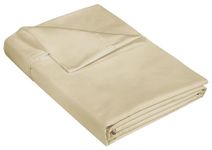 Royale Linen 400 Thread Count 100% American Grown Cotton Flat Sheet - Cooling Sheets - King Sheets - Luxury Sateen Weave - King Flat Sheet Sold Separately - Sand Flat Sheet Only (King, Moroccan Sand)