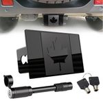 THOCAC Canada Flag Style Metal Hitch Cover for 2 Inch Receiver with 5/8-Inch Pin Diameter Trailer Hitch Lock, Black 2" Receiver Cover