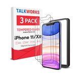 TALK WORKS iPhone 11 Screen Protector (Also Fits iPhone XR) 3 Pack with Installation Tray, HD Tempered Glass Film Durable 0.33mm 9H Hardness, Case Compatible, Smudge, Scratch, Crack, Shatter Proof