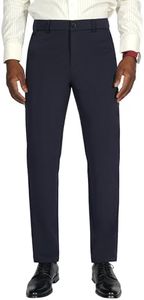 Plaid&Plain Men's Slim Fit Dress Pants Formal Pants Dress Slacks for Men 603 Navy Blue(New) 31X34