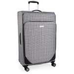 London Fog 28 Inch Suitcase with x8 Spinner Wheels - Soft Shell Luggage Drag Handle | 95L Litre 70 cm | Newbury LFL004 (Large)