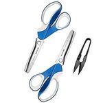 Pinking Shears Set (Pack of 2 PCS, Serrated & Scalloped Edges) by Mesenic - Zig-zag Scissor for Fabric Leather & Paper - Pinking Dressmaking Sewing Scissors MS-004-A