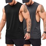 COOFANDY Tank Top Men's Gym Bodybuilding Shirts Sleeveless Muscle Shirts Men, Black/Dark Grey (2 Pieces), M