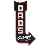 Dad's Garage Curved Arrow Metal Sig