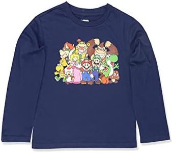 Super Mario Brothers Luigi Kid's Long Sleeve T-Shirt Tee (14-16, Navy)