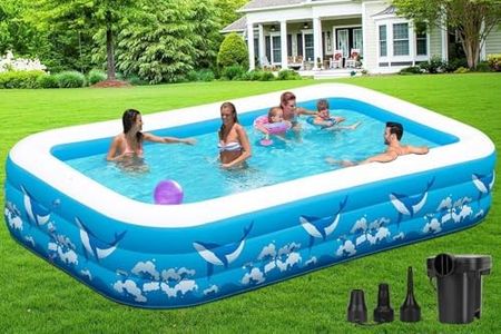 Large Inflatable Pool for Adults, 130" X 72" X 22" Blow-up Pools Swimming Pool, 2025 Upgraded Extra Oversized Thickened Family Pools for Backyard Summer Outdoor