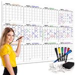 Large 36"x48" White Board Calendar Dry Erase Calendar for Wall 12 Month Planner Board Big Dry Erase Wall Calendar 2024 Monthly Large Wall Calendar Includes 6 Markers Eraser Push Pins & Mounting Tape