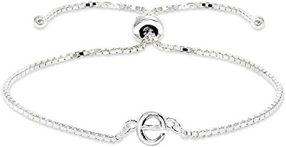 B. BRILLIANT Initial Bracelet for Women Sterling Silver Lowercase Alphabet Letter Name Personalized Gifts Adjustable Bracelets, A-Z, 10 inch, Metal, no gemstone