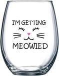 I'm Getting Meowied Funny Wine Glass 15oz - Unique Wedding Gift Idea for Fiancee, Bride, Bridal Shower Gifts - Engagement Party or Her - Evening Mug