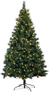 Christmas Tree World | 5ft Artificial Pre-lit Majestic Dew Pine | Natural and Realistic Look with Bushy and Luxury Quality PVC Tips | Easy to Assemble and Take Down | 80cm Diameter