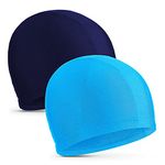 2 Pieces Elastic Swim Caps Comfortable Fabric Swimming Hat Lightweight Bathing Caps for Women Men Kids While Swimming ()