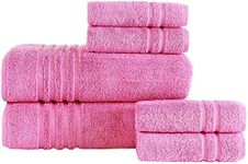 Hawmam Linen Bath Sheet Towels 6 Pieces Bundle | Includes: 2 Luxury Bath Sheet Towels, 4 Hand Towels | Quality, Soft Towel Set | Pink