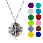 mEssentials Dragonfly Essential Oil Diffuser Necklace Gift Set - Includes Aromatherapy Pendant, 24" Stainless Steel Chain, 12 Color Refill Pads