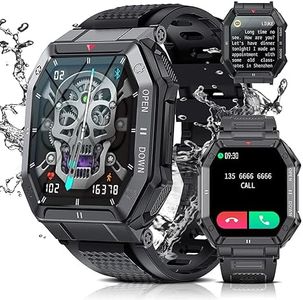 LIGE Military Smart Watches for Men,5ATM Waterproof Outdoors Sport Fitness Activity Tracker Watch, 1.85'' HD Blood Pressure/Blood Oxygen/Heart Rate Monitor SmartWatches Compatible with iOS and Android